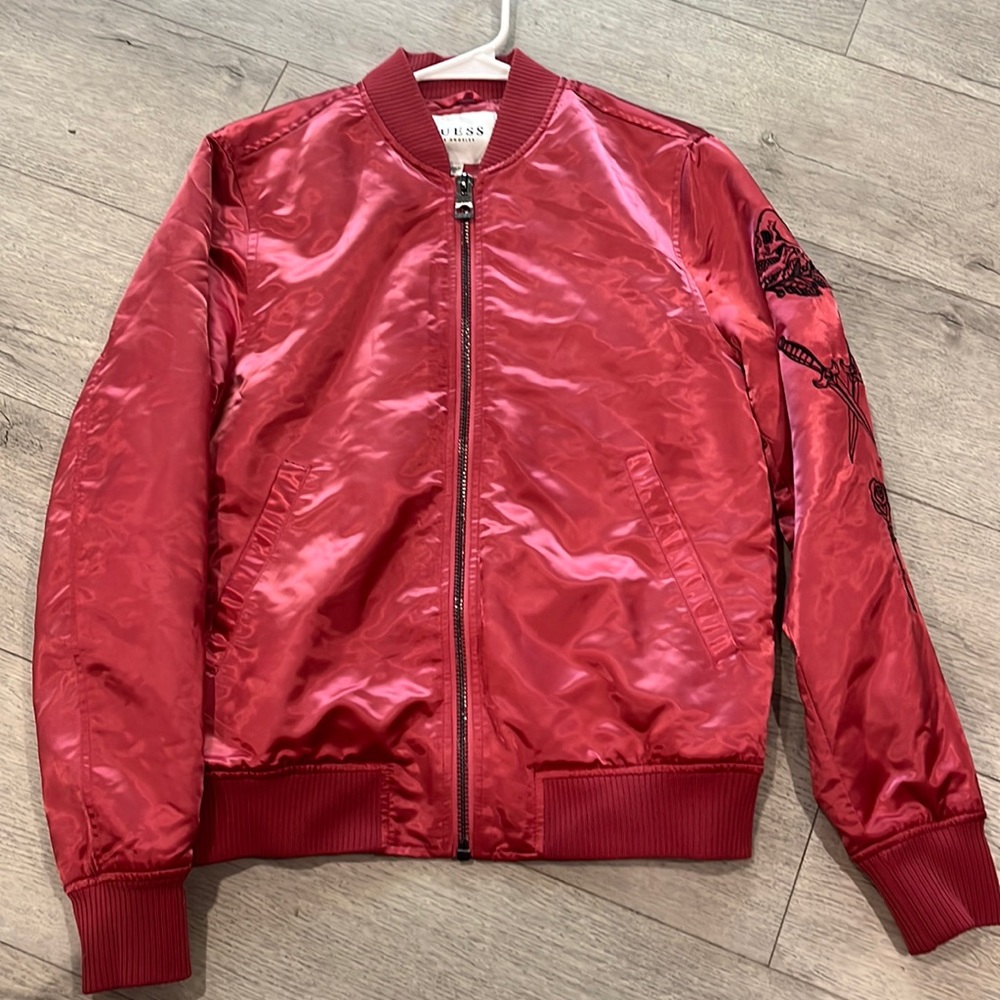 GUESS hot pink bomber jacket